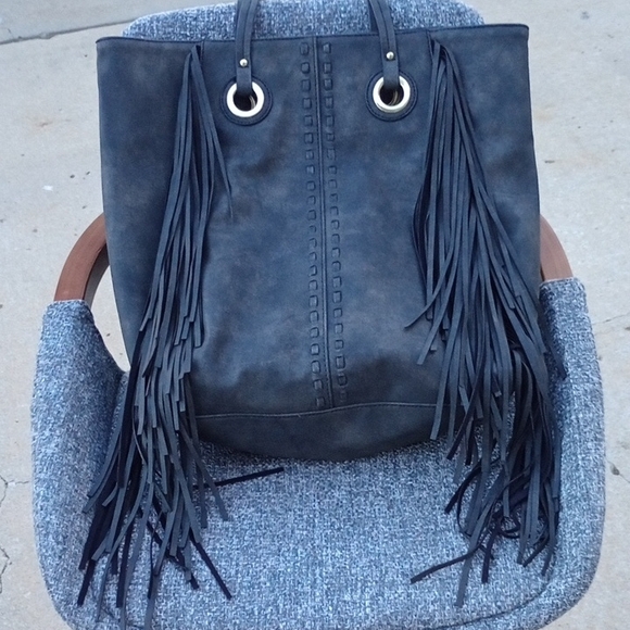Mossimo Supply Co. Handbags - Mossimo Supply Co Black Fringe Tote Bag